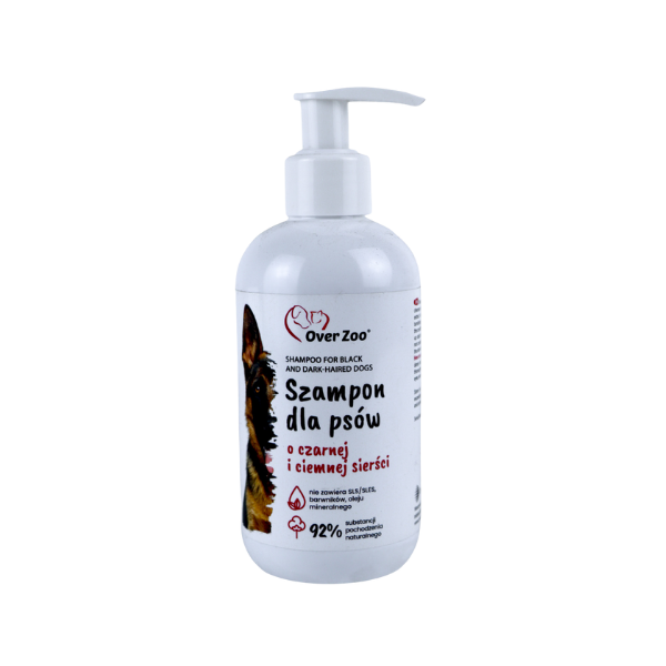 Over Zoo შამპუნი შავი და მუქი ბეწვის მქონე ძაღლებისთვის.